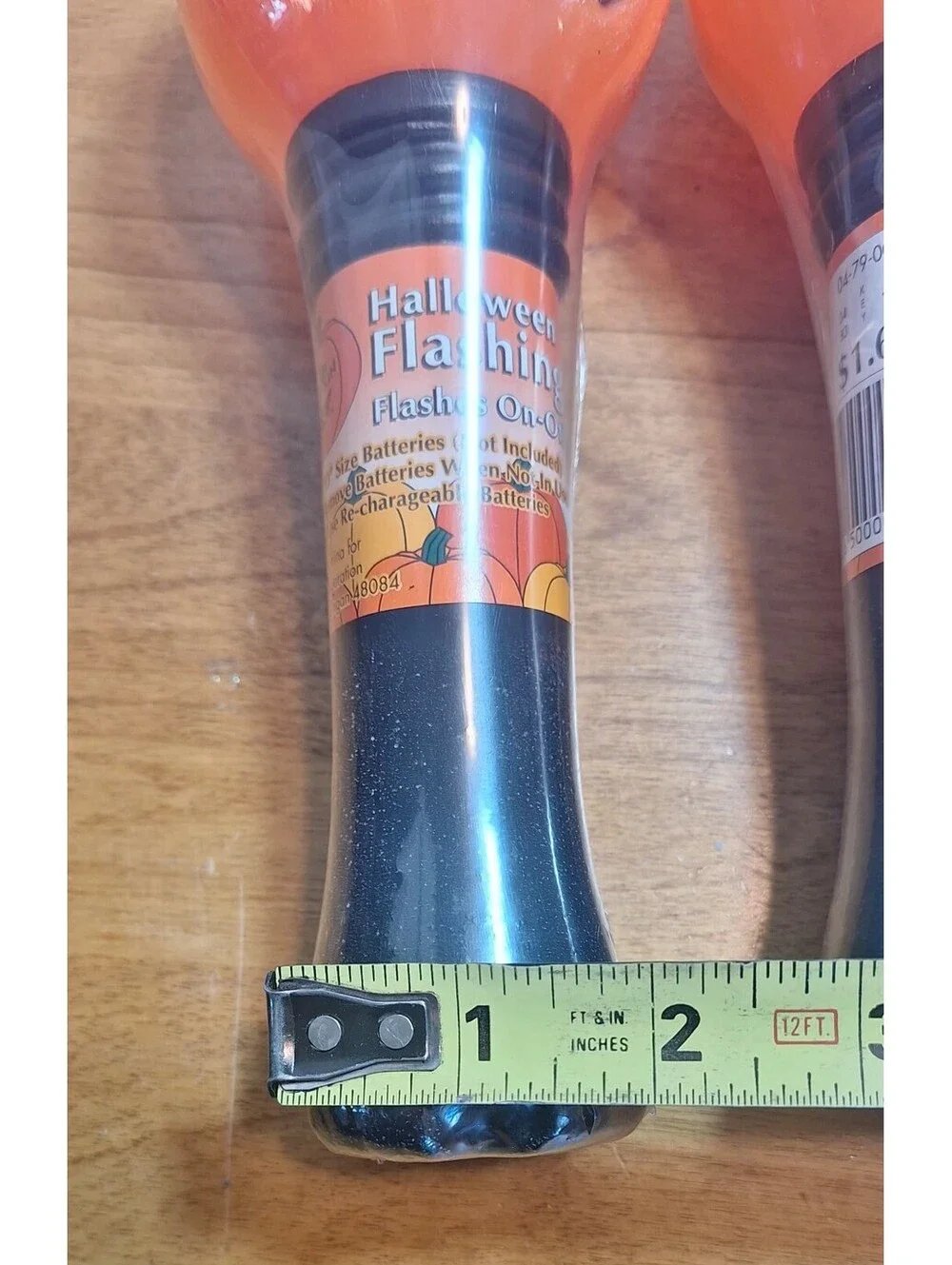 2 VTG Halloween Blow Mold Safety Flashlights New Sealed Old Stock 8